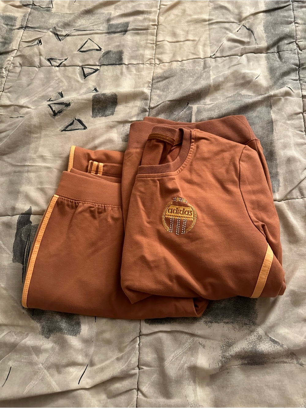 adidas Sweat Suit Rust Orange Jogger Set with Light Orange Trim
